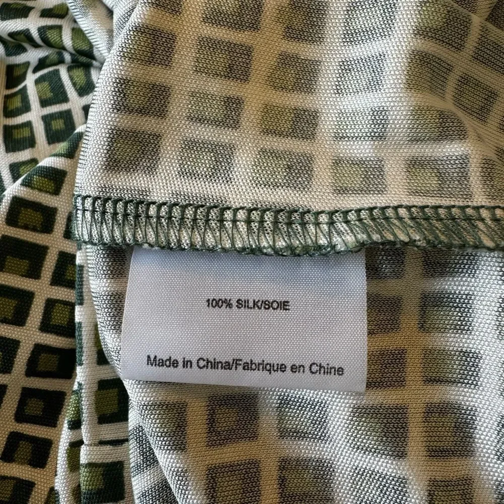 Tory Burch 100% Silk Green Blocks Dress Size Medium
